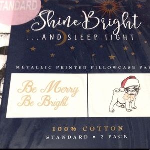 Be Merry Bright Christmas Pug Pillowcases Standard